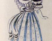 巴勃罗 毕加索 : 芭蕾舞剧《三角帽》服装设计：一个女人